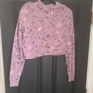 Wild Fable Pink Graphic Cropped Hoodie